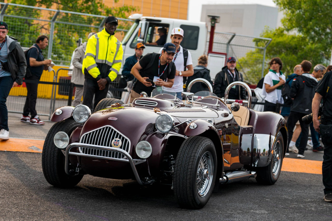 A vintage car on display at the Canadian Grand Prix