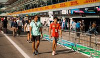 Two F1 Experiences-guests on the pit lane walk