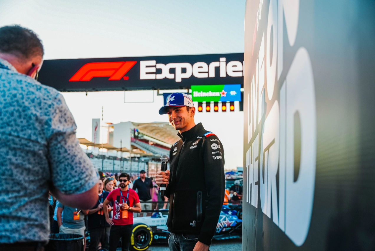 F1 driver gives an interview at the special F1 Live event