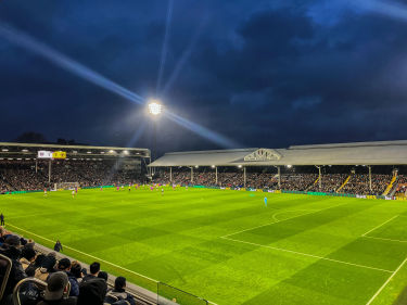 Craven Cottage during a Fulham match at night
