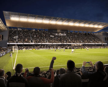 Craven Cottage durante un partido del Fulham por la noche