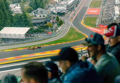 Formule 1-fans op de tribunes van Spa-Francorchamps tijdens de Grand Prix van België