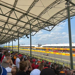 Fans on the Super Gold grandstand of Hungaroring overlooking the pit lane