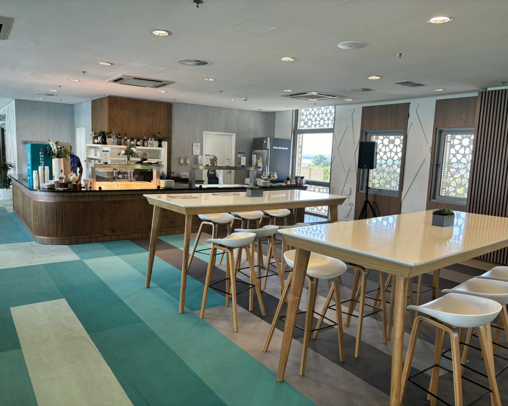 The inside seating area of the North Yas Premium Suite