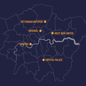 Karte von Stadien in London