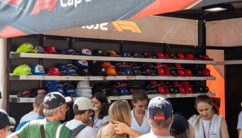 F1 cap store on the Monza circuit