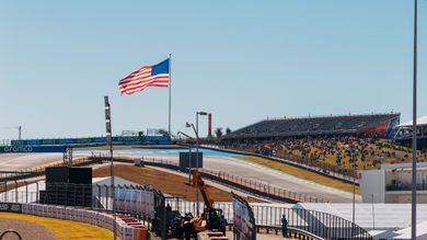 Overview of a part of Circuit of the Americas during the USA GP