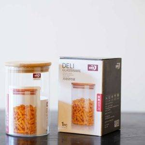 Borosil Jar + Wood Lid Deli 1050 ML