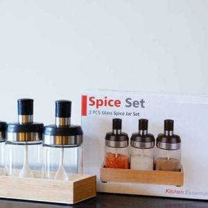 Jar 3 Pc In Wodden Tray