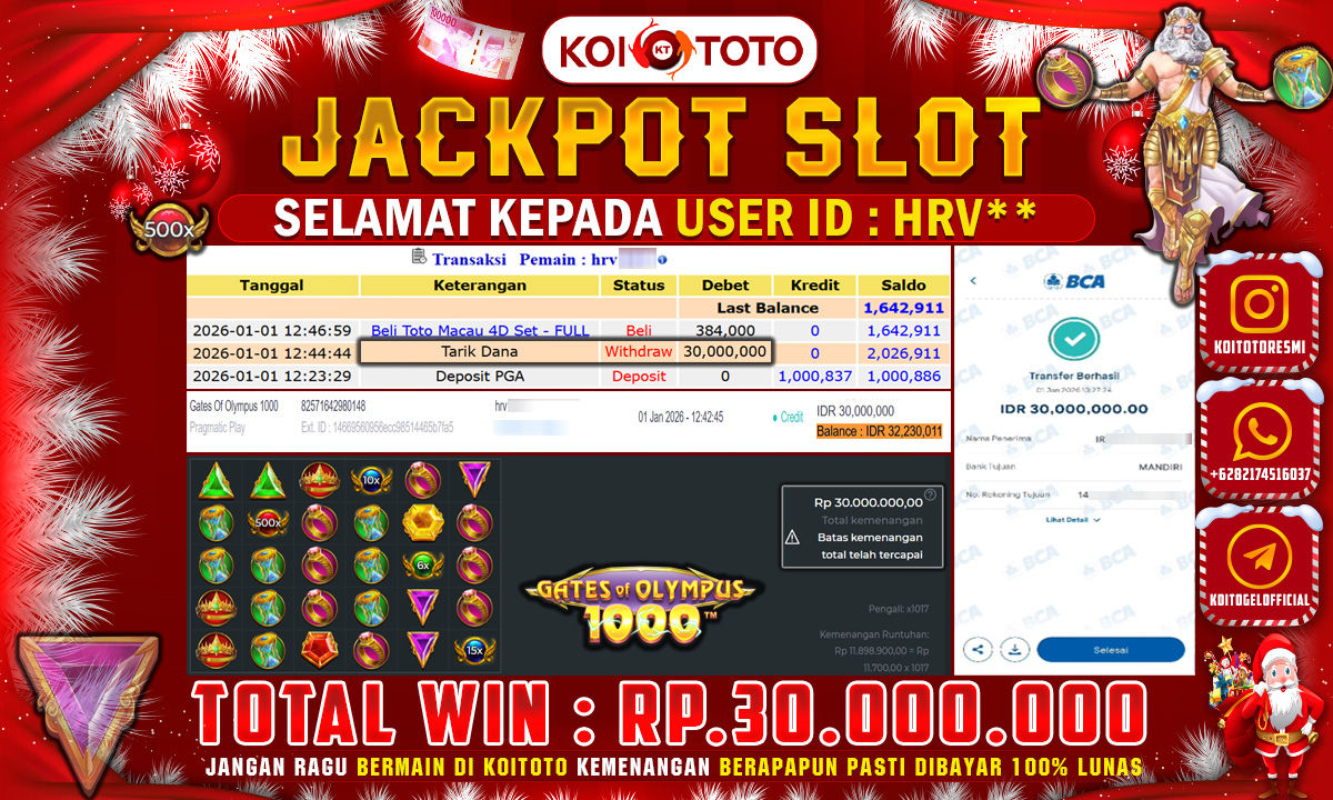 MAXWIN !! KEMENANGAN BESAR DI PERMAINAN GATES OF OLYMPUS 1000 SEBESAR RP 30.000.000 SECEPAT KILAT LANGSUNG DI BAYAR LUNAS OLEH KOITOTO !!