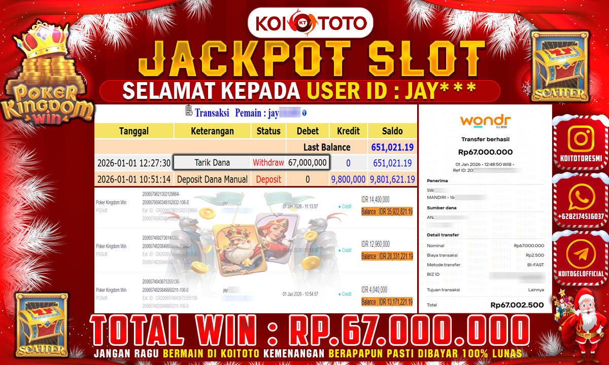 MEGA WIN !! KEMENANGAN BESAR DI PERMAINAN POKER KINGDOM WIN SEBESAR RP 67.000.000 SECEPAT KILAT LANGSUNG DI BAYAR LUNAS OLEH KOITOTO !!
