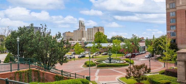 Aiken downtown streetscape and skyline