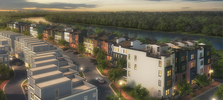 Riverfront homes in Rocketts Landing in downtown Richmond