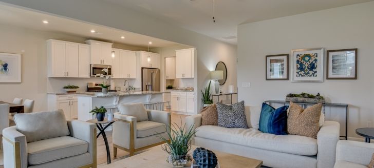 Family room with view of the kitchen