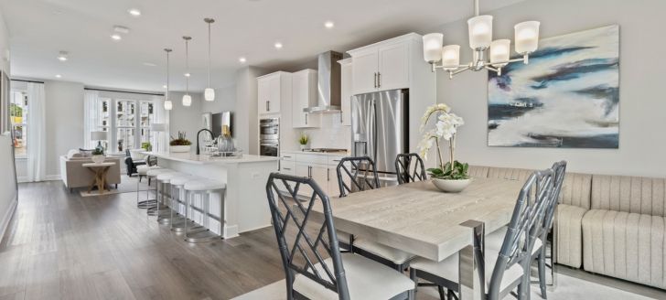 View of kitchen from the open concept dining room