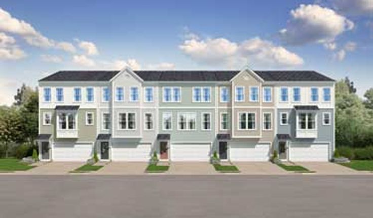 Mockup of front exterior of townhomes at Indigo Grove