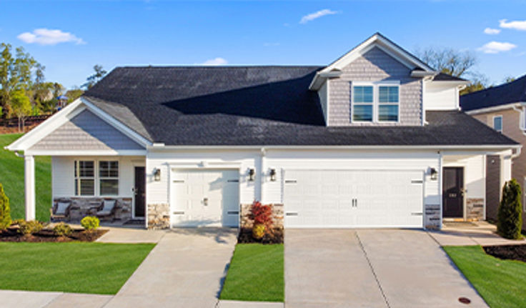 Street view of multiple townhomes at Parkland