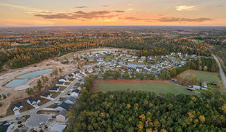 Mockup aerial view of homes in Summerwoods