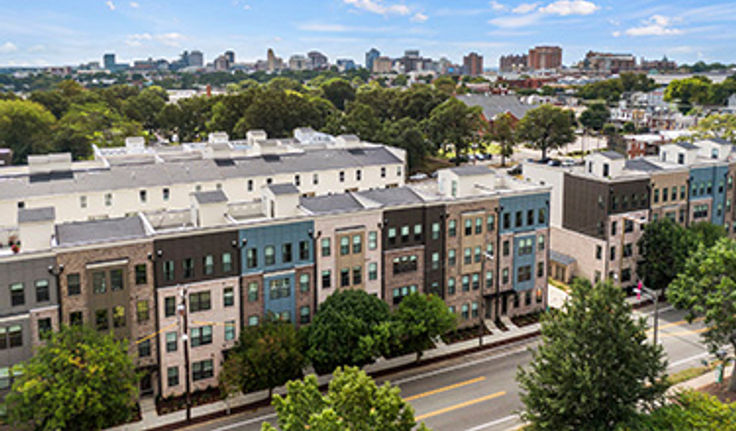 condo building exterior in Carver Square neighborhood