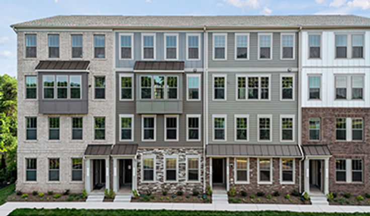 Mockup street view of the townhomes in the Village at Manassas Park