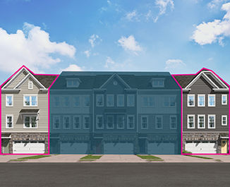 Mockup street view of The Renata townhomes