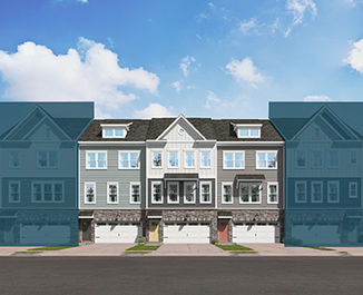 Mockup street view of The Louisa townhomes