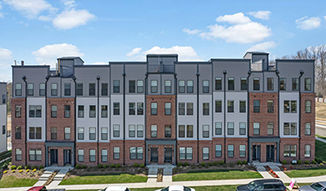 Mockup of a street view of the townhomes in Coalfield Station