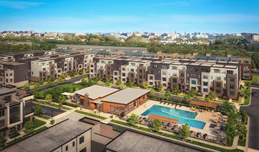 Mockup aerial view of the Westside at Shady Grove community