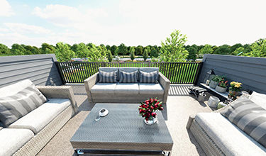 rooftop terrace with conversational style seating