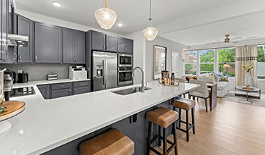 kitchen with large island and seating