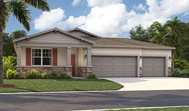 Exterior Rendering of The Juniper 3-Car Garage