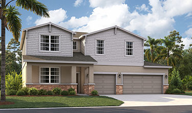 Exterior Rendering of The Linden 3-Car Garage