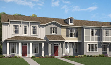 Street view of townhomes in Avalon Park Wesley Chapel