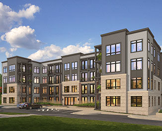 Mockup of a street view of the townhomes at Tall Oaks