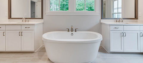 Tub in a bathroom