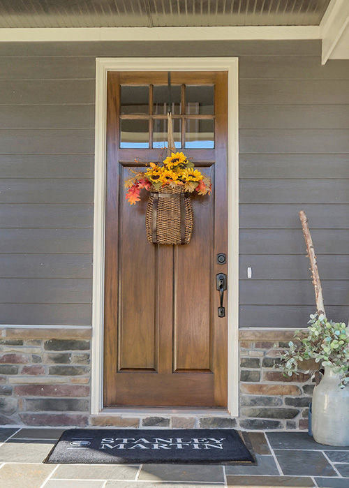 Front Door with floral wreath