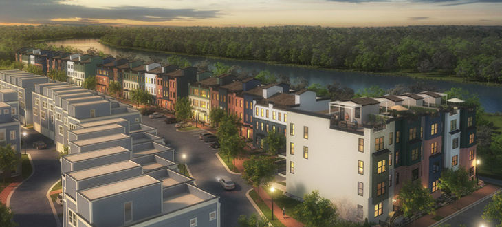 Riverfront homes in Rocketts Landing in downtown Richmond