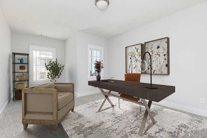 bedroom staged as home office