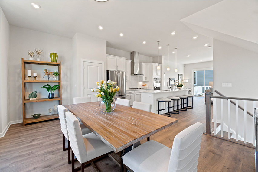 dining room open to kitchen