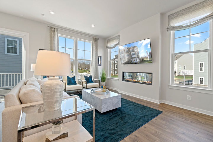 family room with electric fireplace