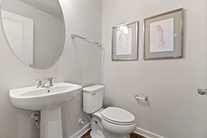 powder room off recreation room in townhome