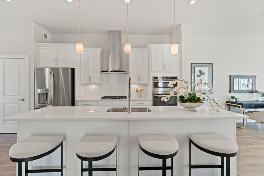 kitchen with large island and seating