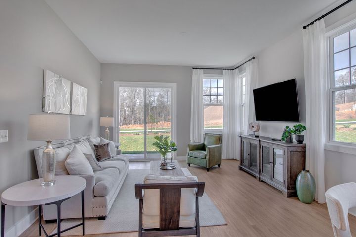 family room with sliding door