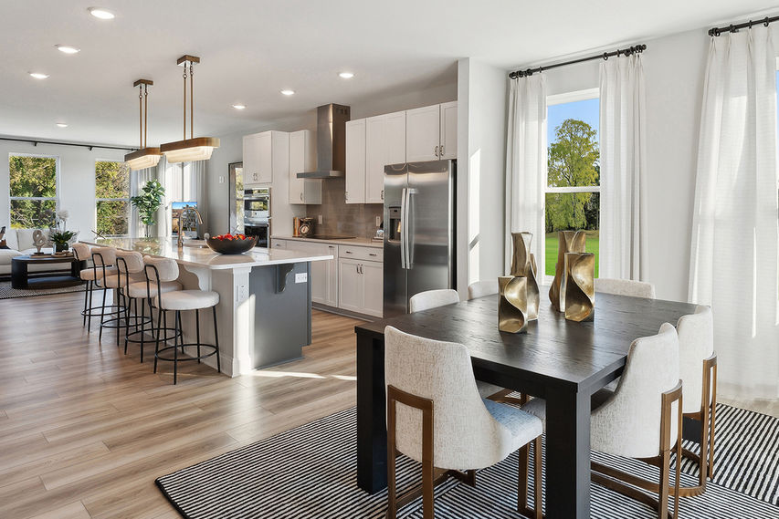 open family room next to kitchen