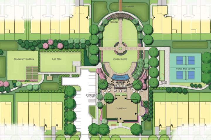 Village Green Rendering with Amenity Locations
