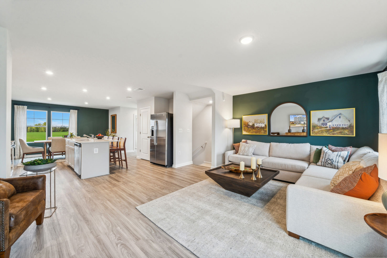 Family Room to Kitchen and Dining Area