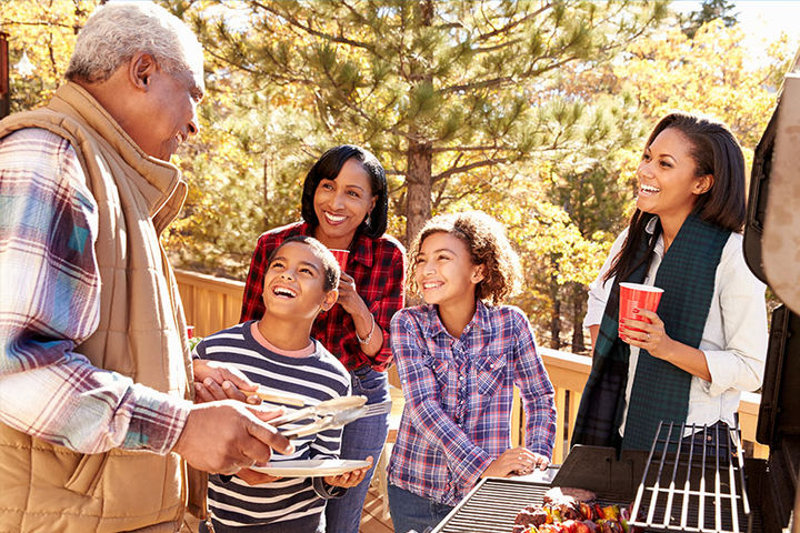 family cookout on rear deck