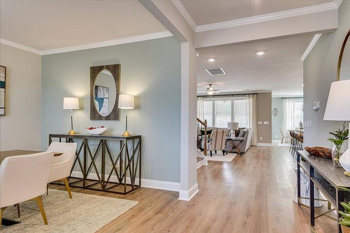 open dining room family room and kitchen