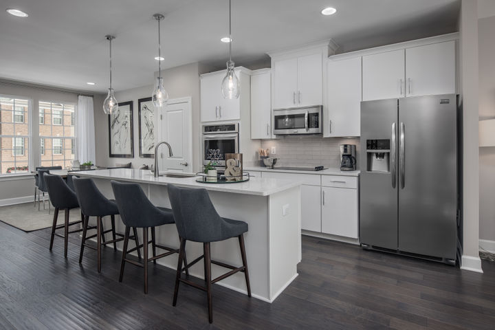 Modern kitchen with stainless steel appliances and ample counter space