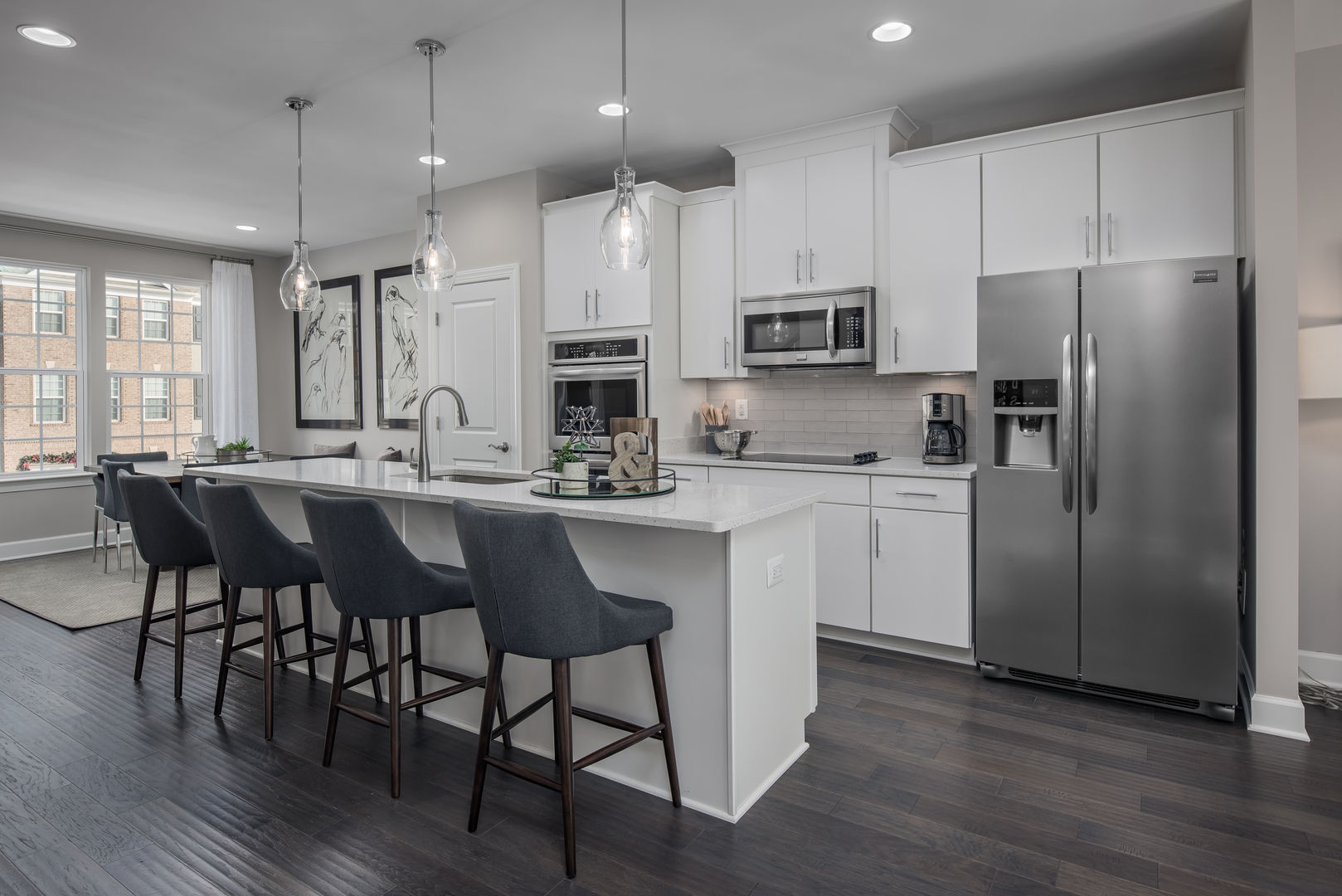 Modern kitchen with stainless steel appliances and ample counter space